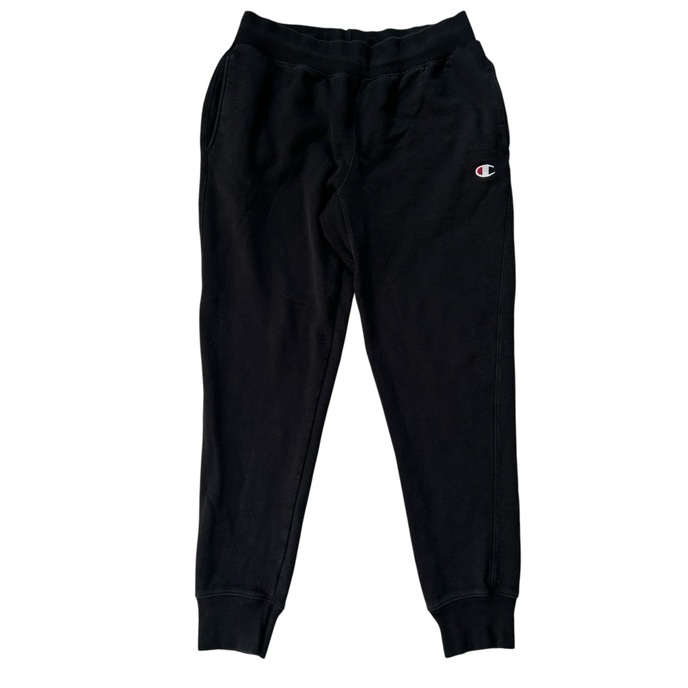 Champion Men's Large Black Reverse Weave Sweatpants Joggers Heavyweight Stretch